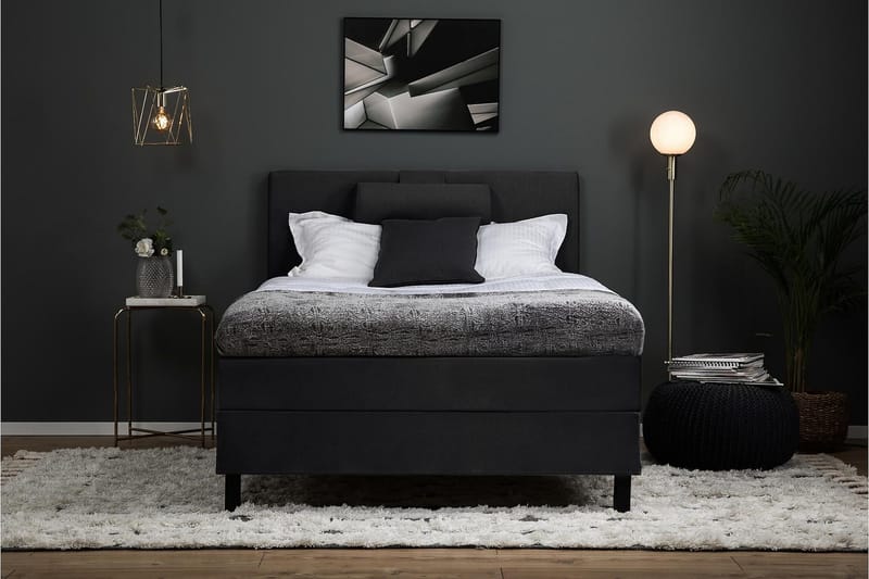 Lucky Komplett Sängpaket 120x200 Latex Slät Sänggavel  Na - Nackkudde Stor Svart/Grå - Products - Möbler - Säng - Enkelsäng