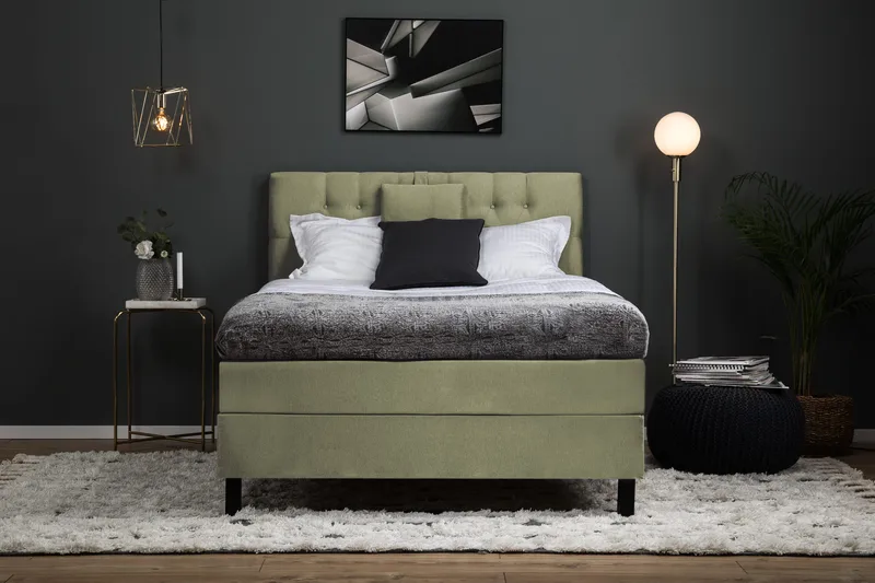 Lucky Komplett Sängpaket 120x200 Memory Diamant Sänggavel - Grön - Products - Möbler - Säng - Enkelsäng