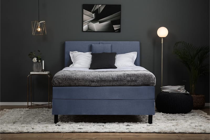 Lucky Komplett Sängpaket 120x200 Memory Slät Sänggavel  N - Nackkudde Liten Mörkblå - Products - Möbler - Säng - Enkelsäng