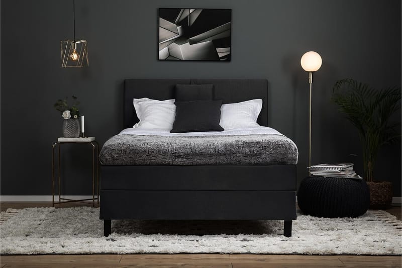 Lucky Komplett Sängpaket 120x200 Memory Slät Sänggavel  N - Nackkudde Liten Svart/Grå - Products - Möbler - Säng - Enkelsäng