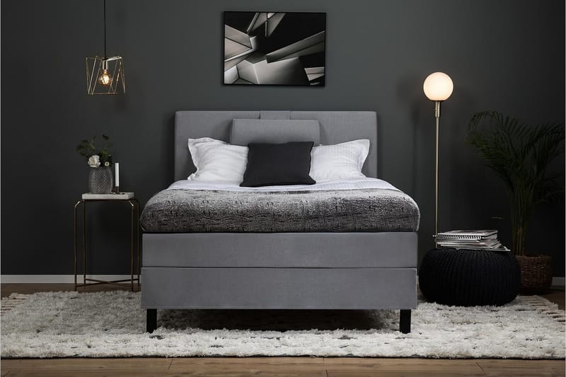 Lucky Komplett Sängpaket 120x200 Memory Slät Sänggavel  N - Nackkudde Stor Mellangrå - Products - Möbler - Säng - Enkelsäng