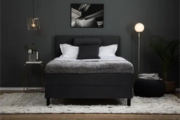 Lucky Komplett Sängpaket 120x200 Memory Slät Sänggavel  N - Nackkudde Stor Svart/Grå - Products - Möbler - Säng - Enkelsäng
