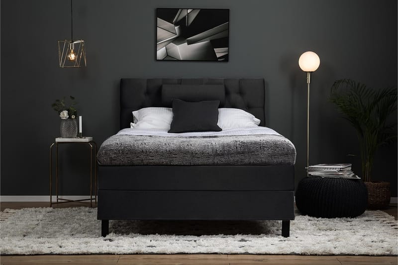Lucky Komplett Sängpaket 120x200 Skum Diamant - Nackkudde Stor Svart/Grå - Products - Möbler - Säng - Enkelsäng
