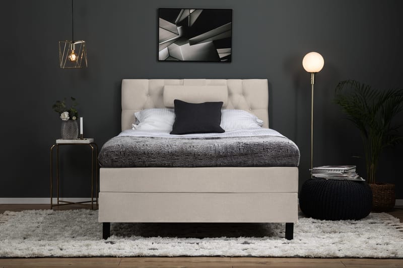 Lucky Komplett Sängpaket 120x200 Skum Diamant Sänggavel - Nackkudde Stor Beige - Products - Möbler - Säng - Enkelsäng