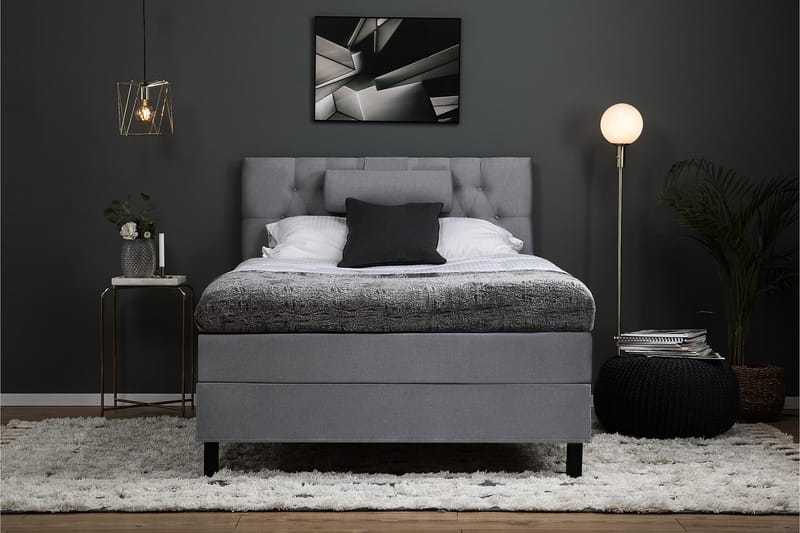 Lucky Komplett Sängpaket 120x200 Skum Diamant Sänggavel - Nackkudde Stor Mellangrå - Products - Möbler - Säng - Enkelsäng