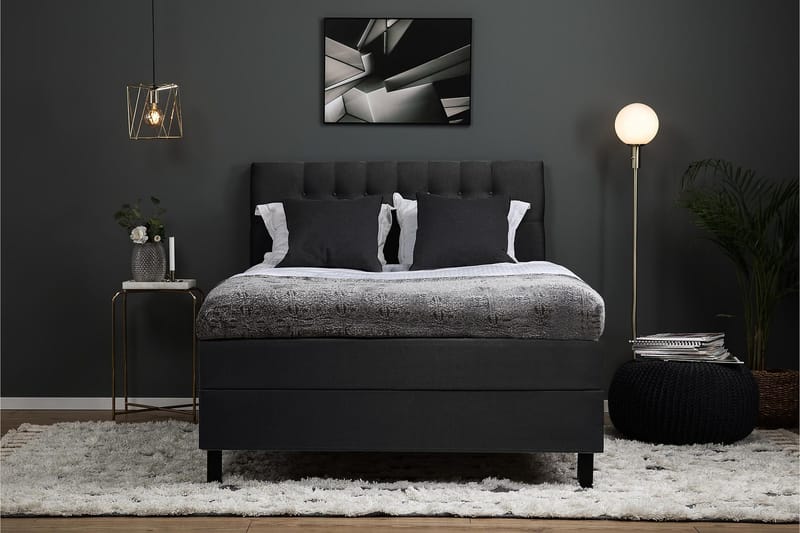 Lucky Komplett Sängpaket 120x200 Skum Diamant Sänggavel - Svart/Grå - Products - Möbler - Säng - Enkelsäng