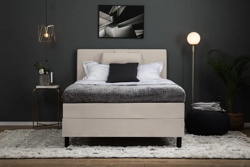 Lucky Komplett Sängpaket 120x200 Skum Slät Sänggavel - Nackkudde Stor Beige - Products - Möbler - Säng - Enkelsäng