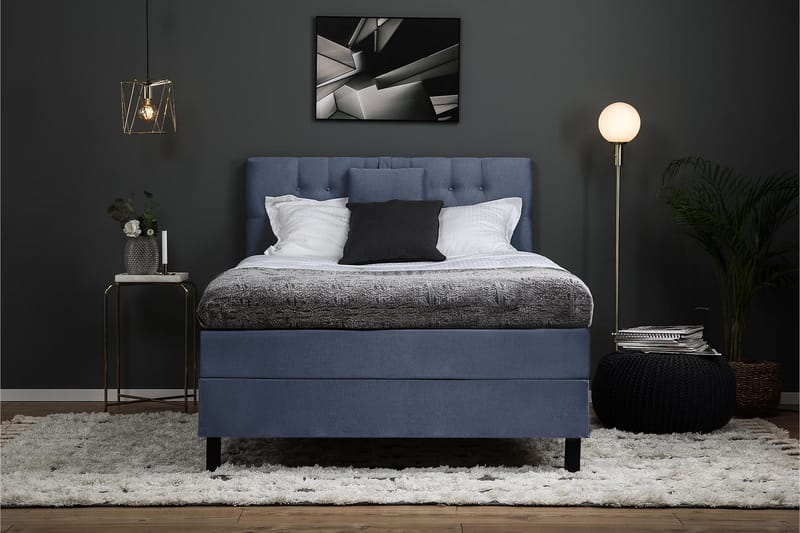 Lucky Komplett Sängpaket 120x200 Polyeter Diamant Sänggavel - Nackkudde Liten Mörkblå - Products - Möbler - Säng - Enkelsäng