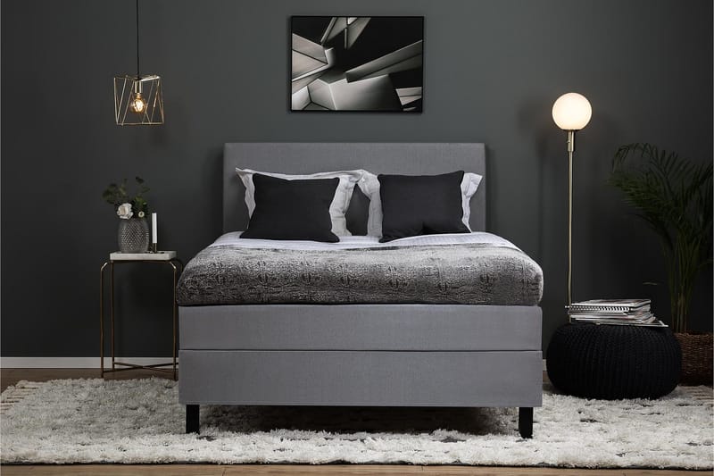 Lucky Komplett Sängpaket 120x200 Polyeter Slät Sänggavel - Mellangrå - Products - Möbler - Säng - Enkelsäng
