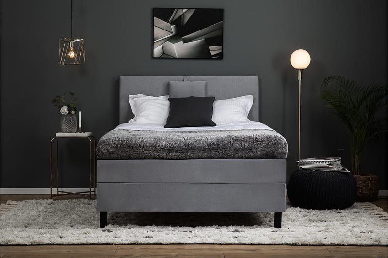 Lucky Komplett Sängpaket 120x200 Polyeter Slät - Nackkudde Liten Mellangrå - Products - Möbler - Säng - Enkelsäng