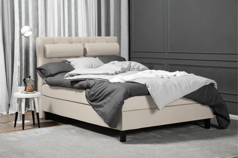 Lucky Komplett Sängpaket 140x200 Latex Diamant Sänggavel - Nackkudde Liten Beige - Products - Möbler - Säng - Kontinentalsäng