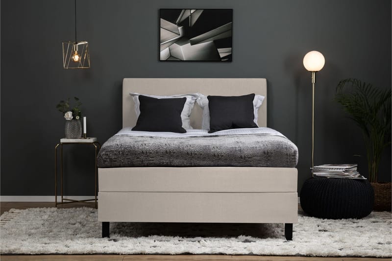 Lucky Komplett Sängpaket 140x200 Latex Slät Sänggavel - Beige - Products - Möbler - Säng - Kontinentalsäng