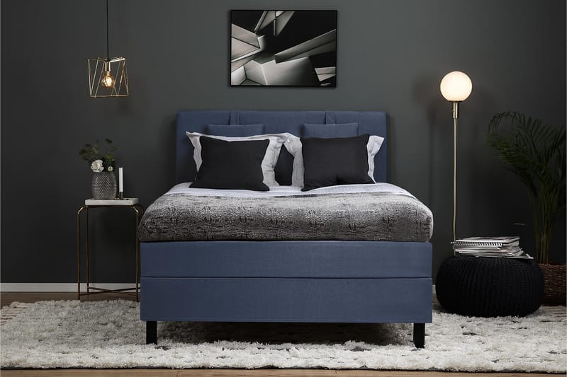 Lucky Komplett Sängpaket 140x200 Latex Slät Sänggavel  Na - Nackkudde Liten Mörkblå - Products - Möbler - Säng - Kontinentalsäng