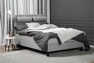 Lucky Komplett Sängpaket 140x200 Latex Slät Sänggavel - Nackkudde Liten Mellangrå - Products - Möbler - Säng - Kontinentalsäng