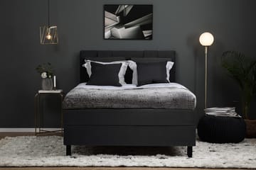 Lucky Komplett Sängpaket 140x200 Latex Slät Sänggavel - Svart/Grå - Products - Möbler - Säng - Kontinentalsäng