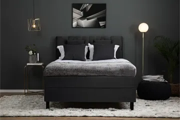 Lucky Komplett Sängpaket 140x200 Memory Diamant Sänggavel - Nackkudde Liten Svart/Grå - Products - Möbler - Säng - Kontinentalsäng