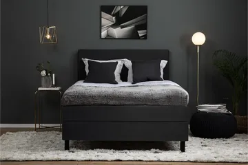 Lucky Komplett Sängpaket 140x200 Memory Slät Sänggavel  N - Nackkudde Stor Svart/Grå - Products - Möbler - Säng - Kontinentalsäng