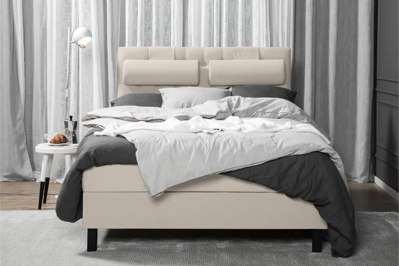 Lucky Komplett Sängpaket 140x200 Skum Diamant Sänggavel - Beige - Products - Möbler - Säng - Kontinentalsäng