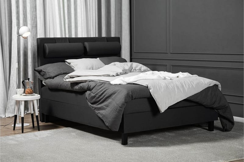 Lucky Komplett Sängpaket 140x200 Skum Slät Sänggavel - Svart/Grå - Products - Möbler - Säng - Kontinentalsäng