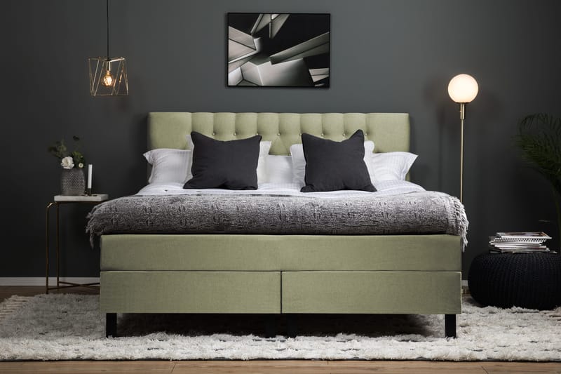 Lucky Komplett Sängpaket 160x200 Latex Diamant Sänggavel - Grön - Products - Möbler - Säng - Kontinentalsäng