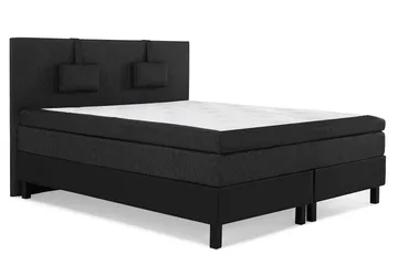 Lucky Komplett Sängpaket 160x200 Latex Slät - Nackkudde Liten Svart/Grå/PU - Products - Möbler - Säng - Kontinentalsäng