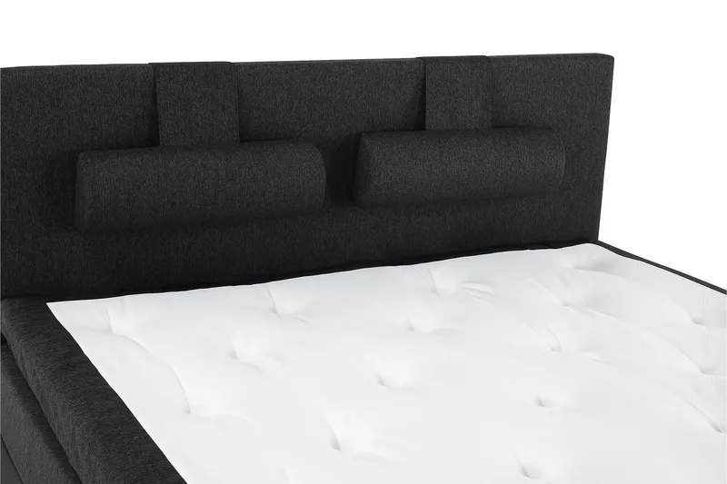 Lucky Komplett Sängpaket 160x200 Latex Slät - Nackkudde Stor Svart/Grå/PU - Products - Möbler - Säng - Kontinentalsäng