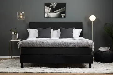 Lucky Komplett Sängpaket 160x200 Latex Slät Sänggavel - Svart/Grå/PU - Products - Möbler - Säng - Kontinentalsäng