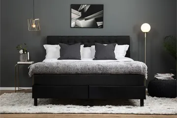 Lucky Komplett Sängpaket 160x200 Memory Diamant - Svart/Grå/PU - Products - Möbler - Säng - Kontinentalsäng