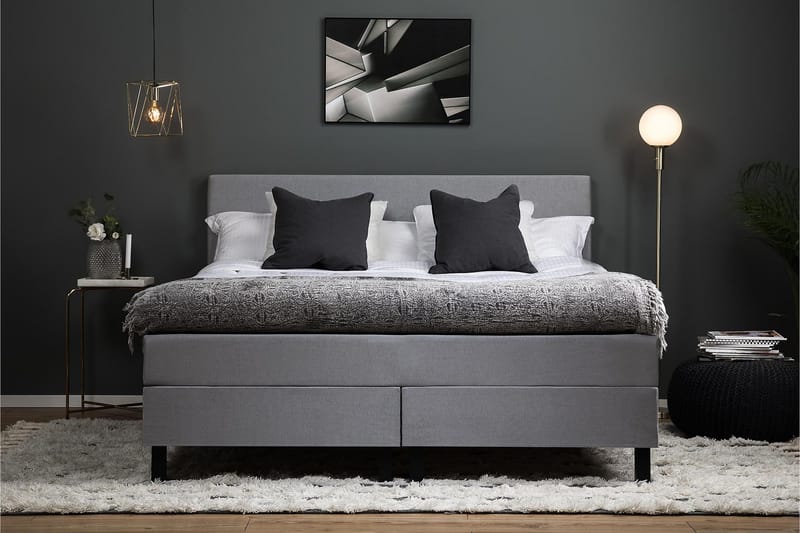Lucky Komplett Sängpaket 160x200 Memory Slät Sänggavel - Mellangrå - Products - Möbler - Säng - Kontinentalsäng