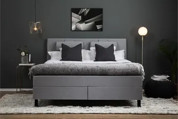Lucky Komplett Sängpaket 160x200 Memory Slät Sänggavel - Nackkudde Stor Mellangrå - Products - Möbler - Säng - Kontinentalsäng