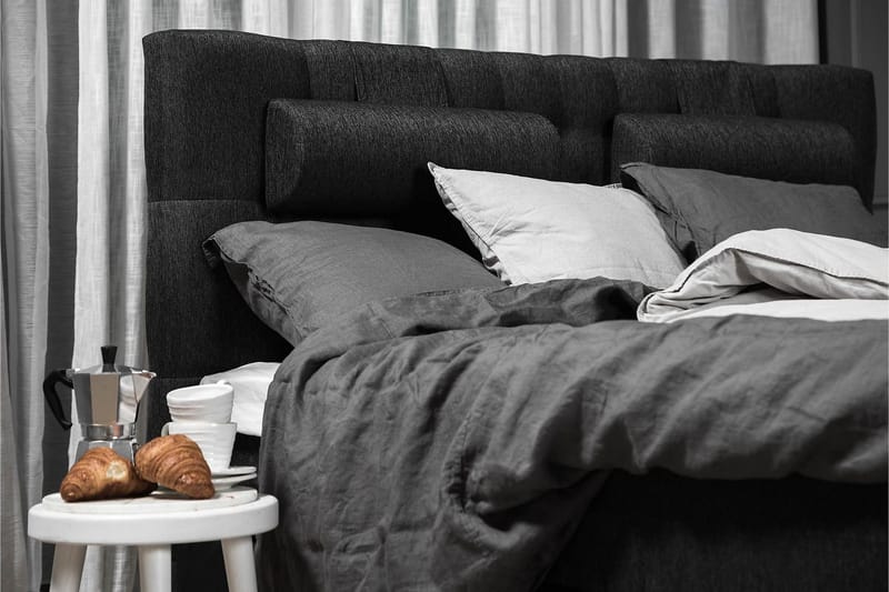 Lucky Komplett Sängpaket 160x200 Skum Diamant - Nackkudde Stor Svart/Grå/PU - Products - Möbler - Säng - Kontinentalsäng