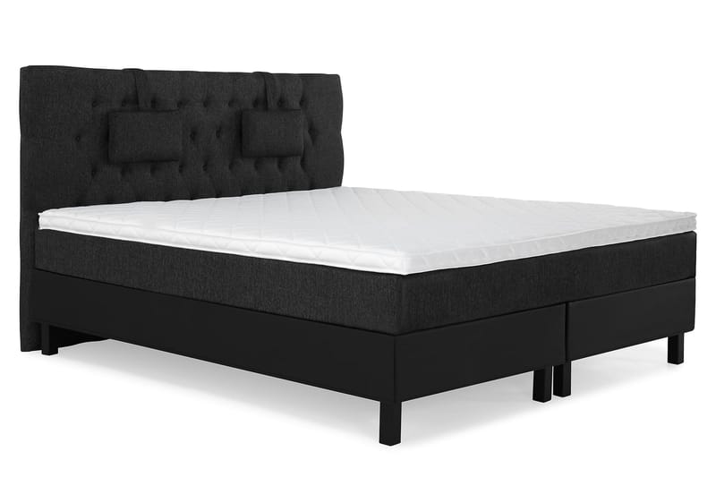 Lucky Komplett Sängpaket 160x200 Skum Diamant Sänggavel - Nackkudde Liten Svart/Grå/PU - Products - Möbler - Säng - Kontinentalsäng