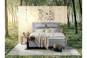 Lucky Komplett Sängpaket 160x200 Skum Slät Sänggavel - Nackkudde Stor Mellangrå - Products - Möbler - Säng - Kontinentalsäng