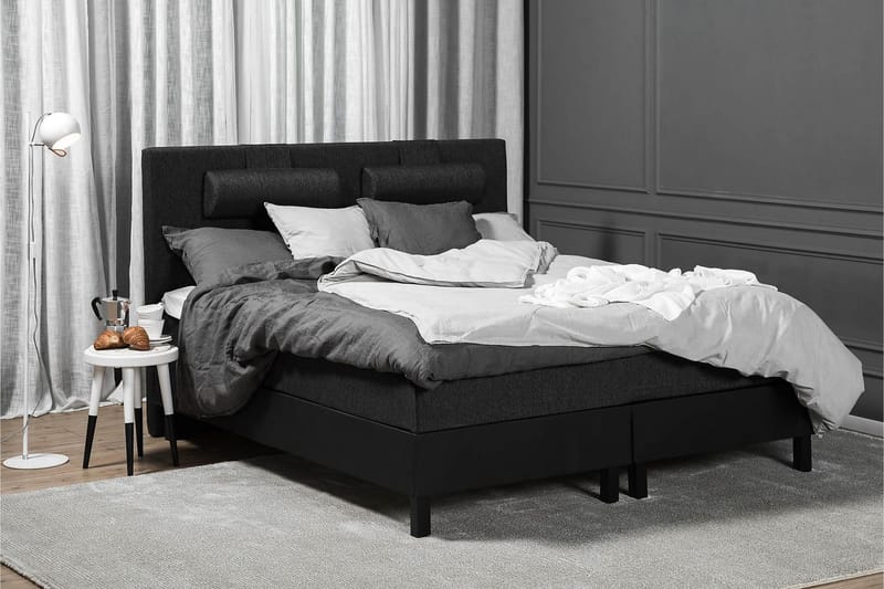 Lucky Komplett Sängpaket 160x200 Skum Slät - Svart/Grå/PU - Products - Möbler - Säng - Kontinentalsäng