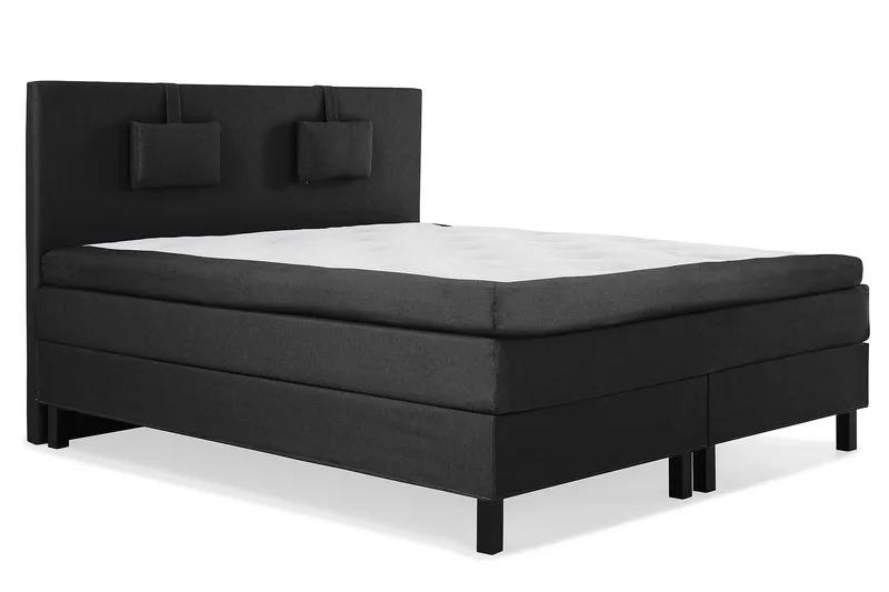 Lucky Komplett Sängpaket 160x200 Polyeter Slät - Nackkudde Liten Svart/Grå - Products - Möbler - Säng - Kontinentalsäng