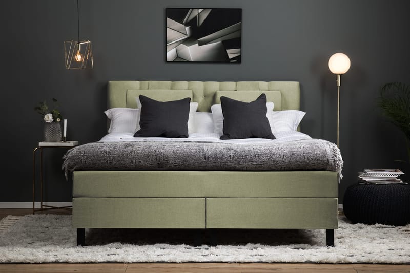 Lucky Komplett Sängpaket 160x200 Polyeter Diamant Sänggavel - Nackkudde Stor Grön - Products - Möbler - Säng - Kontinentalsäng