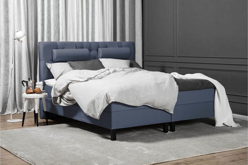 Lucky Komplett Sängpaket 180x200 Latex Diamant Sänggavel - Mörkblå - Products - Möbler - Säng - Kontinentalsäng