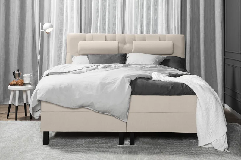 Lucky Komplett Sängpaket 180x200 Latex Diamant Sänggavel - Nackkudde Liten Beige - Products - Möbler - Säng - Kontinentalsäng