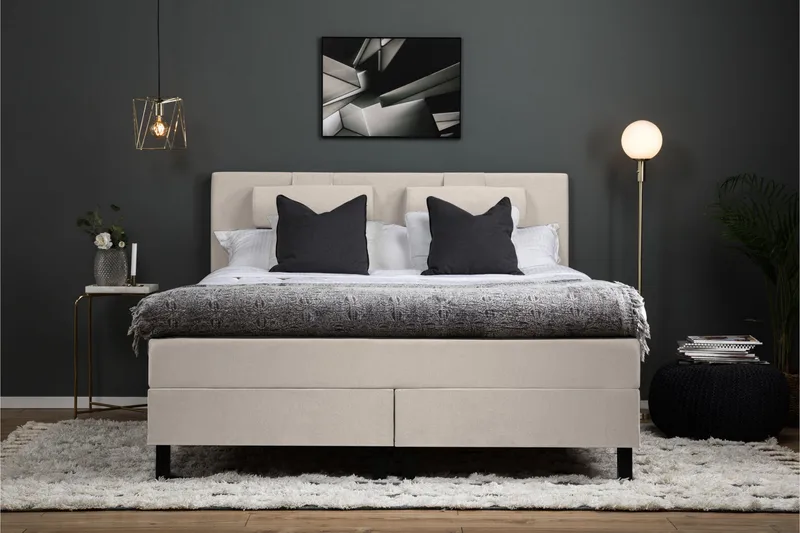 Lucky Komplett Sängpaket 180x200 Latex Slät Sänggavel - Nackkudde Liten Beige - Products - Möbler - Säng - Kontinentalsäng
