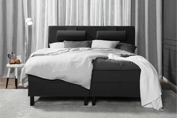 Lucky Komplett Sängpaket 180x200 Latex Slät Sänggavel - Nackkudde Stor Svart/Grå - Products - Möbler - Säng - Kontinentalsäng