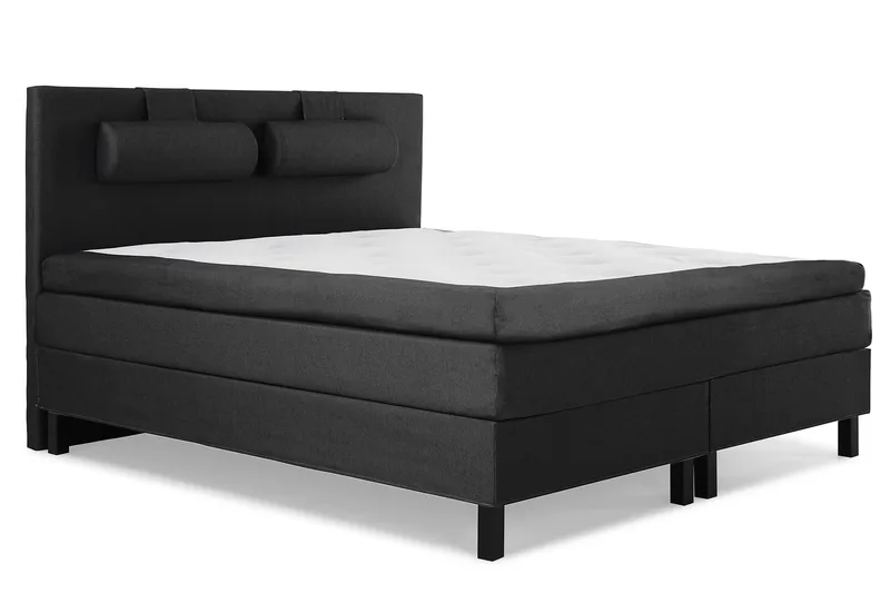 Lucky Komplett Sängpaket 180x200 Latex Slät Sänggavel - Nackkudde Stor Svart/Grå - Products - Möbler - Säng - Kontinentalsäng