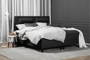 Lucky Komplett Sängpaket 180x200 Latex Slät Sänggavel - Svart/Grå - Products - Möbler - Säng - Kontinentalsäng