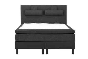 Lucky Komplett Sängpaket 180x200 Memory Slät - Nackkudde Stor Svart/Grå/PU - Products - Möbler - Säng - Kontinentalsäng