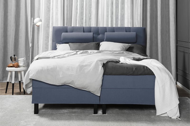 Lucky Komplett Sängpaket 180x200 Skum Diamant Sänggavel - Nackkudde Stor Mörkblå - Products - Möbler - Säng - Kontinentalsäng