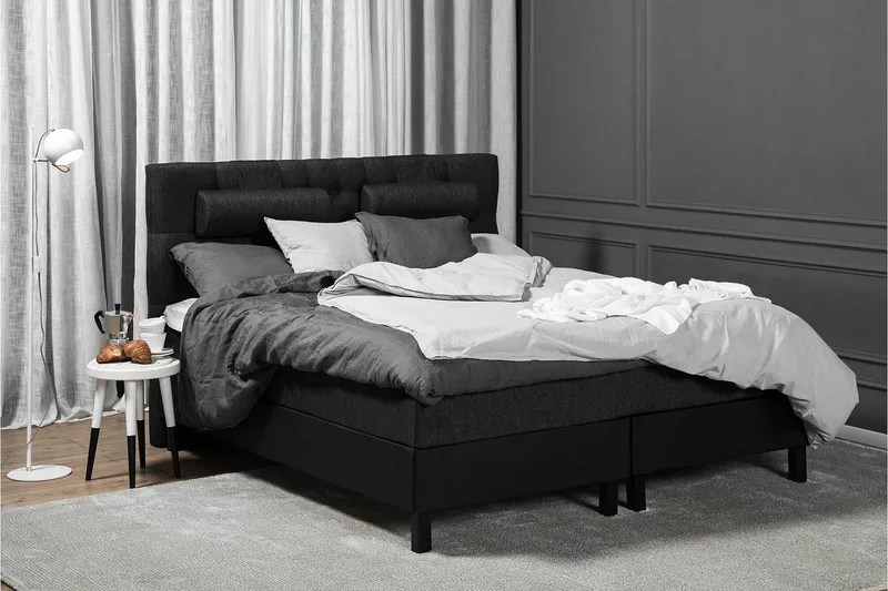 Lucky Komplett Sängpaket 180x200 Skum Diamant - Svart/Grå/PU - Products - Möbler - Säng - Kontinentalsäng