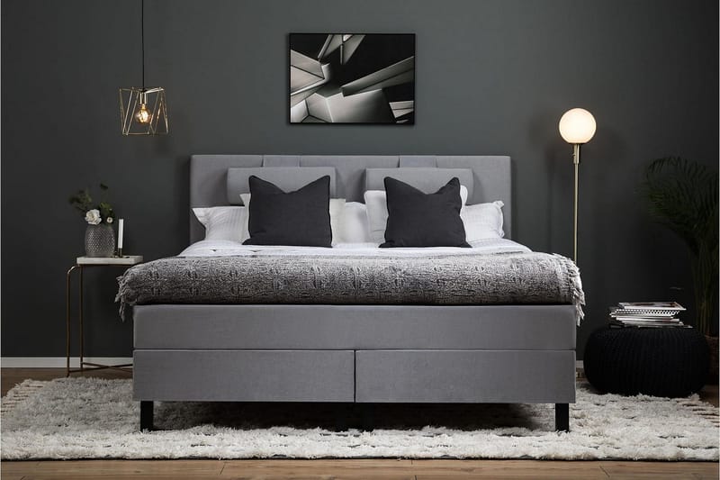 Lucky Komplett Sängpaket 180x200 Skum Slät Sänggavel - Mellangrå - Products - Möbler - Säng - Kontinentalsäng
