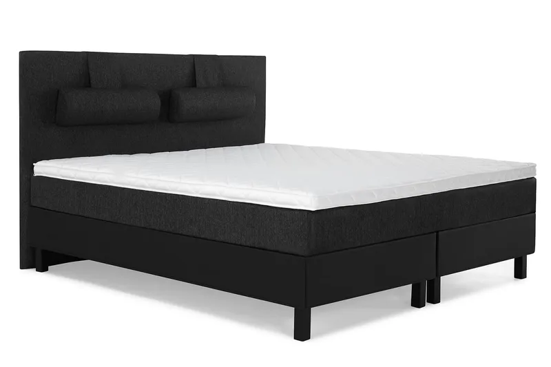 Lucky Komplett Sängpaket 180x200 Skum Slät Sänggavel - Nackkudde Stor Svart/Grå/PU - Products - Möbler - Säng - Kontinentalsäng