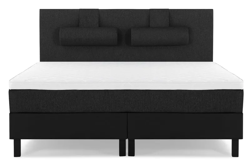 Lucky Komplett Sängpaket 180x200 Skum Slät Sänggavel - Nackkudde Stor Svart/Grå/PU - Products - Möbler - Säng - Kontinentalsäng