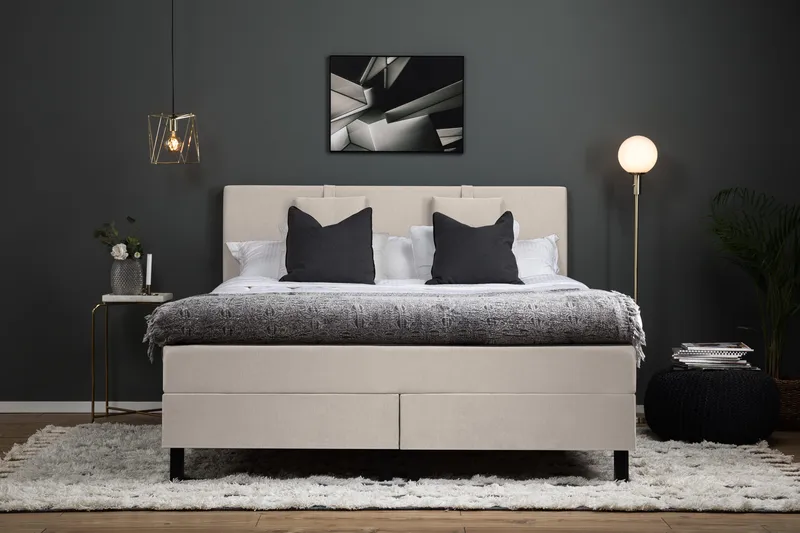 Lucky Komplett Sängpaket 180x200 Polyeter Slät Sänggavel - Nackkudde Liten Beige - Products - Möbler - Säng - Kontinentalsäng