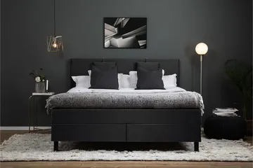 Lucky Komplett Sängpaket 180x200 Polyeter Slät - Nackkudde Liten Svart/Grå - Products - Möbler - Säng - Kontinentalsäng